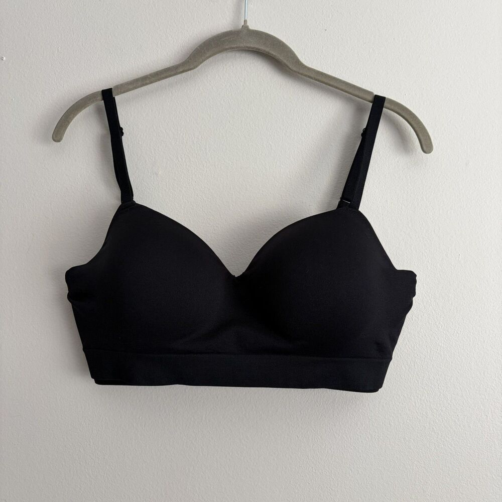 Truekind Womens Bra Size Large Black T Shirt Wireless Strap Adjustable Comfort